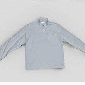 Men’s Columbia PFG Quarter Zip Pullover Jacket- M Gray Blood N Guts Omni Shield